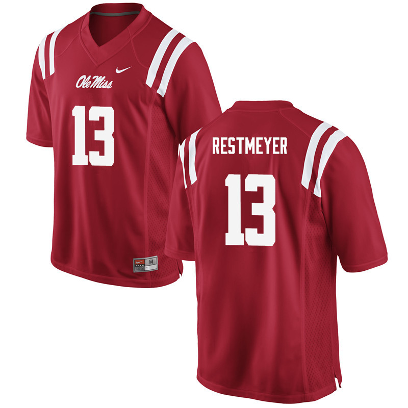 Ole Miss Rebels #13 Grant Restmeyer College Football Jerseys-Red